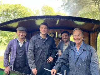 Robson and his Grantchester co-star Tom Brittney on the Tanfield railway.