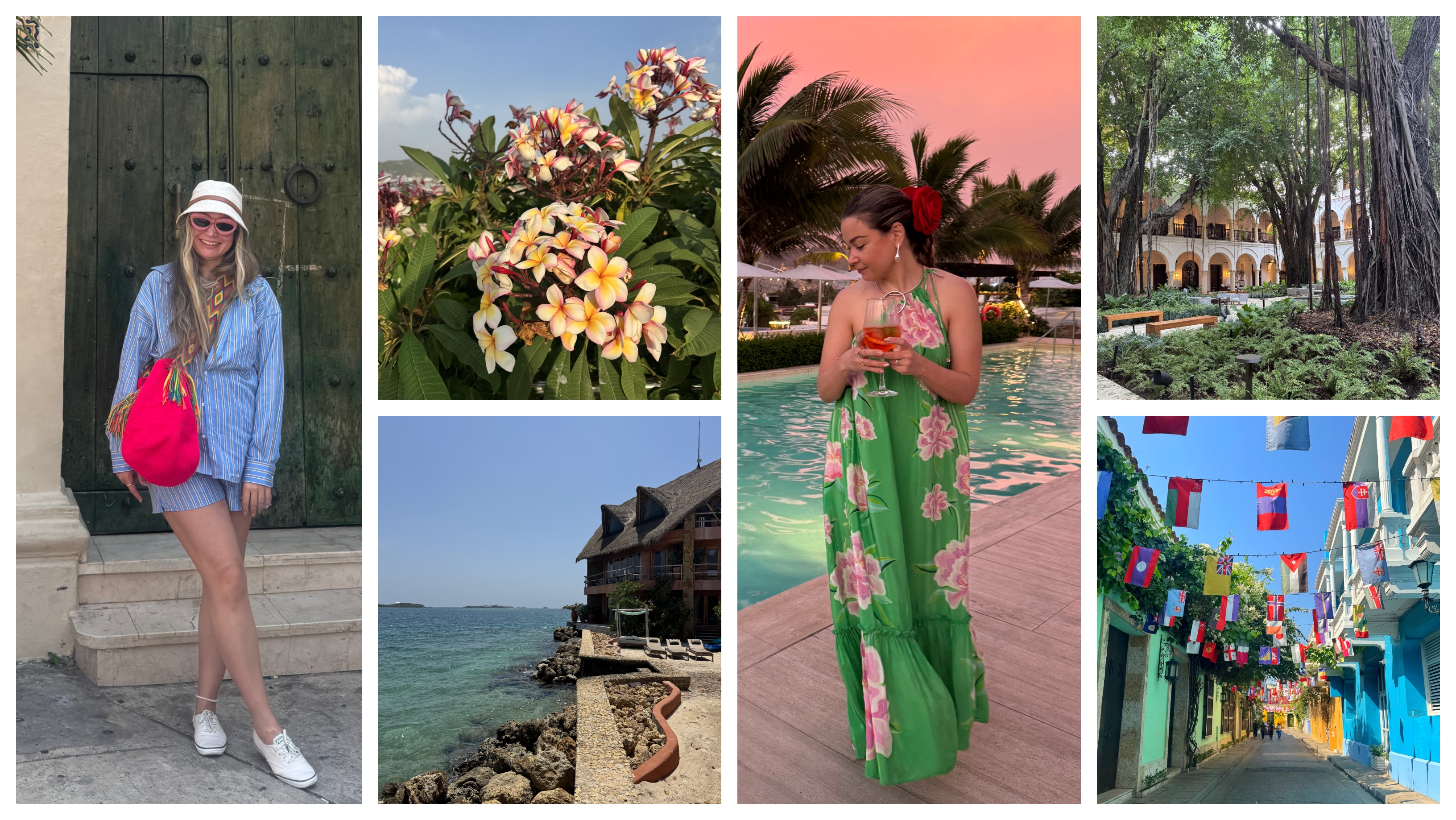 Collage featuring writer Irina Grechko in outfits packed for Cartagena.