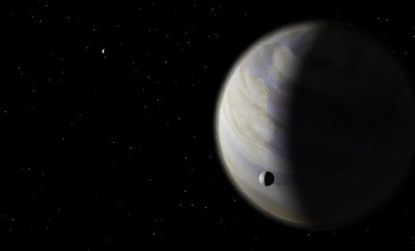 An artist's rendering of Gliese 581d and its possible moons