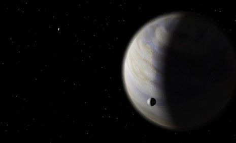 An artist&amp;#039;s rendering of Gliese 581d and its possible moons