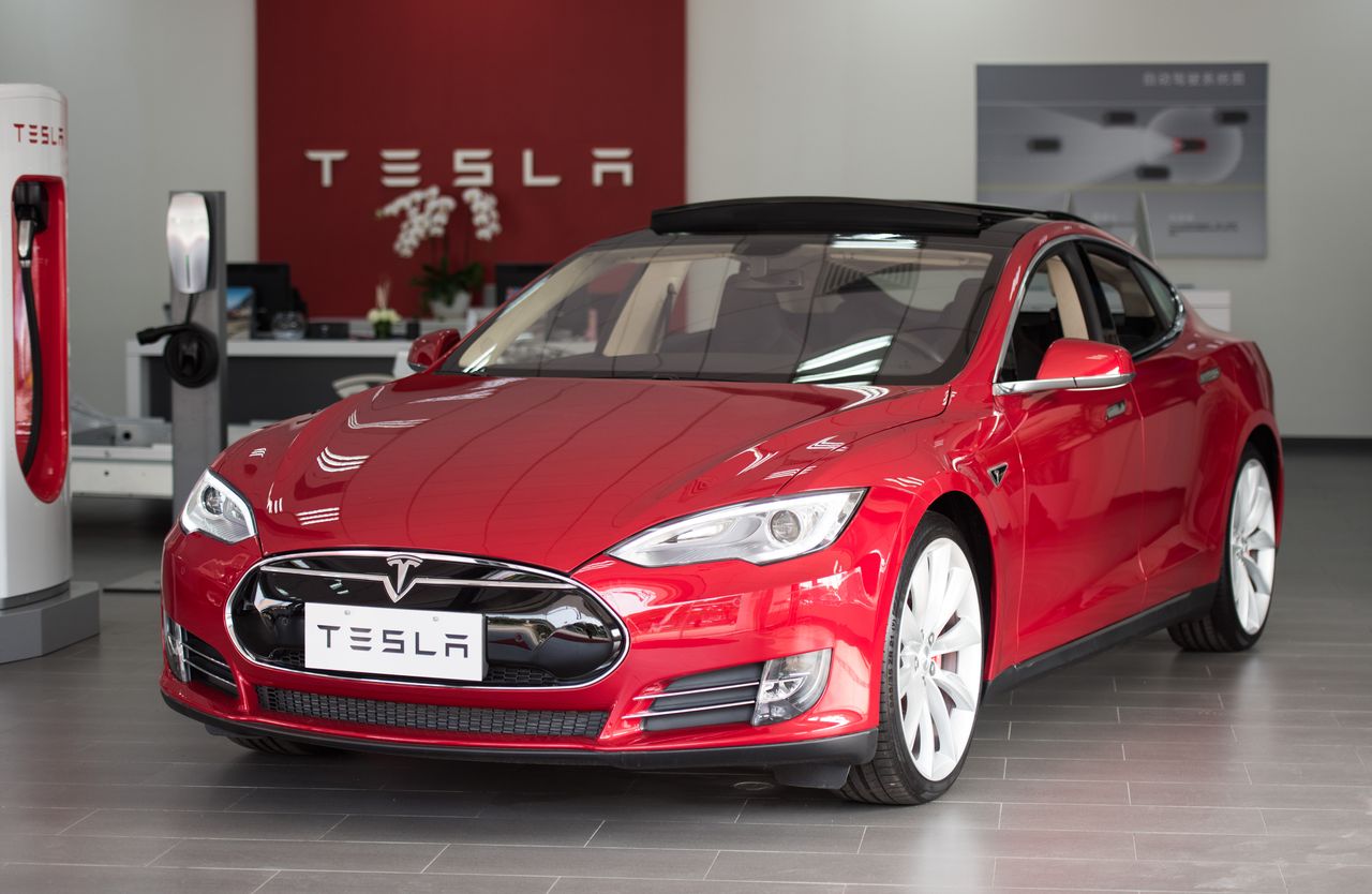 A Tesla Model S car.