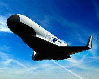 This concept art depicts one possible design for the U.S. Military's XS-1 Experimental Spaceplane by Boeing, which was tapped by DARPA as one of three aerospace teams to draw up designs for the robotic spacecraft.