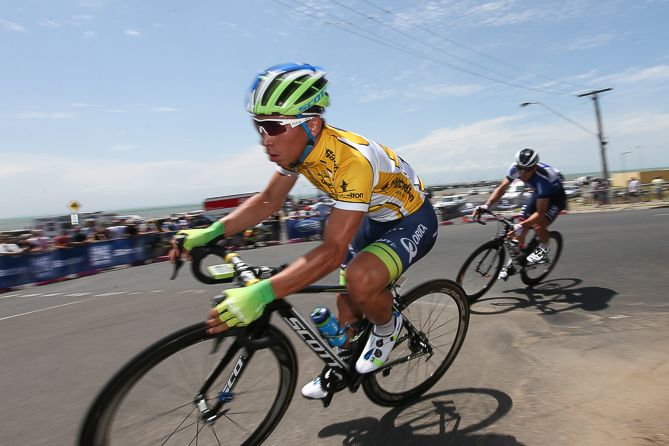Series leader Caleb Ewan was unable to make it three from three