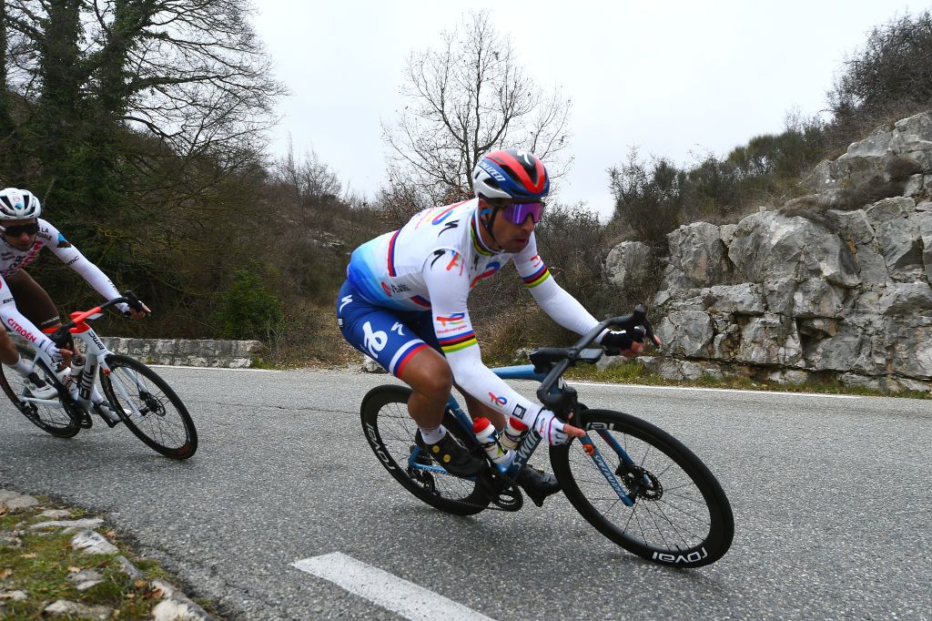 LA TURBIE FRANCE FEBRUARY 19 Peter Sagan of Slovakia and Team Total Energies competes during the 54th Tour Des Alpes Maritimes Et Du Var Stage 2 a 1491km stage from PugetThniers to La Turbie on February 19 2022 in La Turbie France Photo by Dario BelingheriGetty Images
