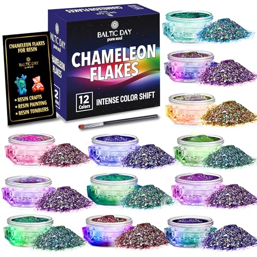 Baltic Day - Chameleon Flakes - Chameleon Flakes for Resin - Intense Color Shift Mica Pigment Powder for Resin Molds, Tumblers - Multi Chrome Flakes Pigment for Paint, Nail Art, Eyeshadow