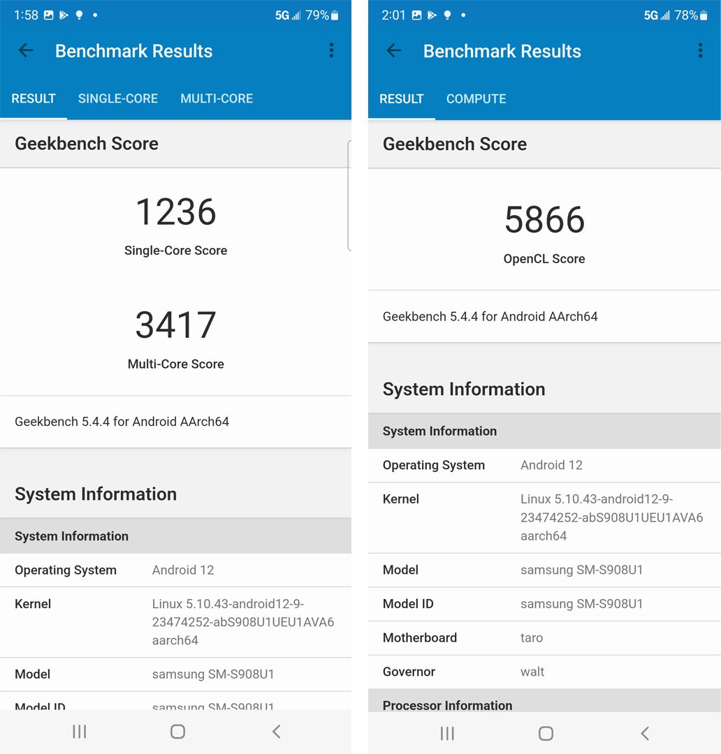 Samsung Galaxy S22 Ultra benchmarks