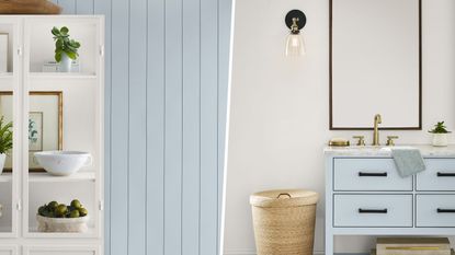 blue bathroom and dresser