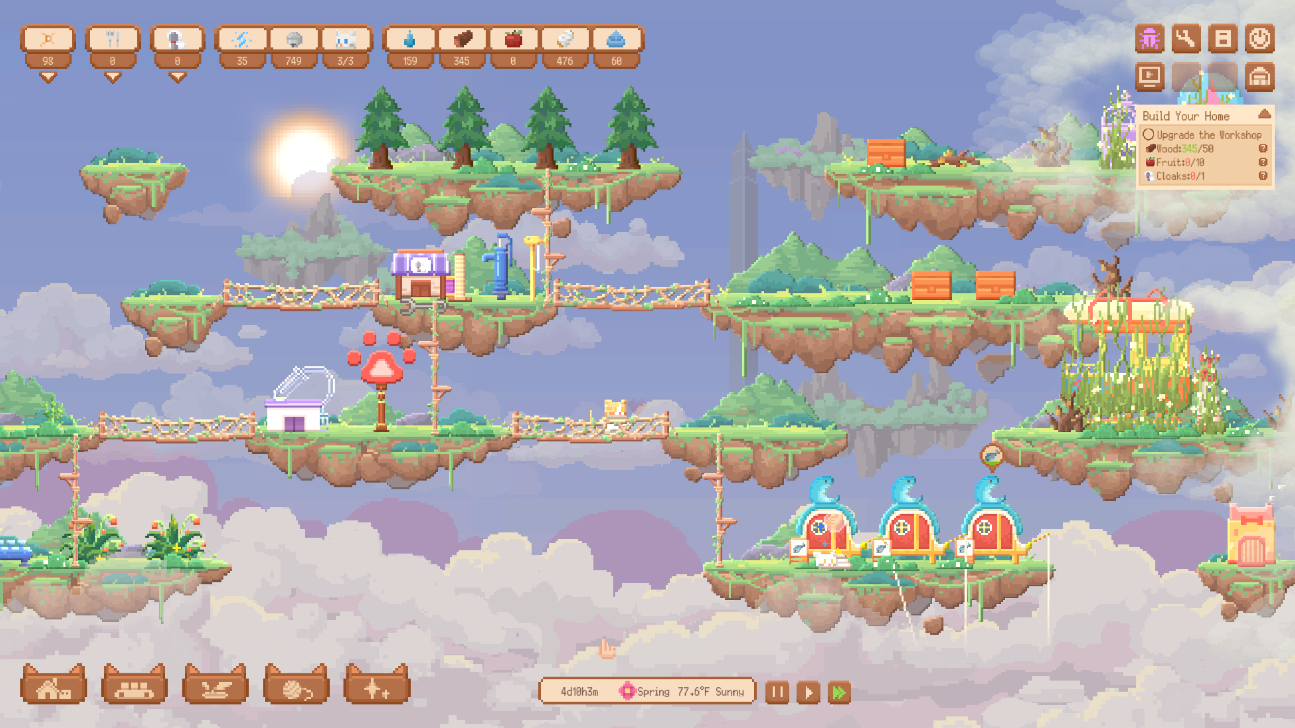 Logisticats - floating islands with small cat residents and a cloud background