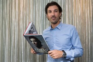 Fabian Cancellara with his the official farewell book 'Spartacus' in Antwerp