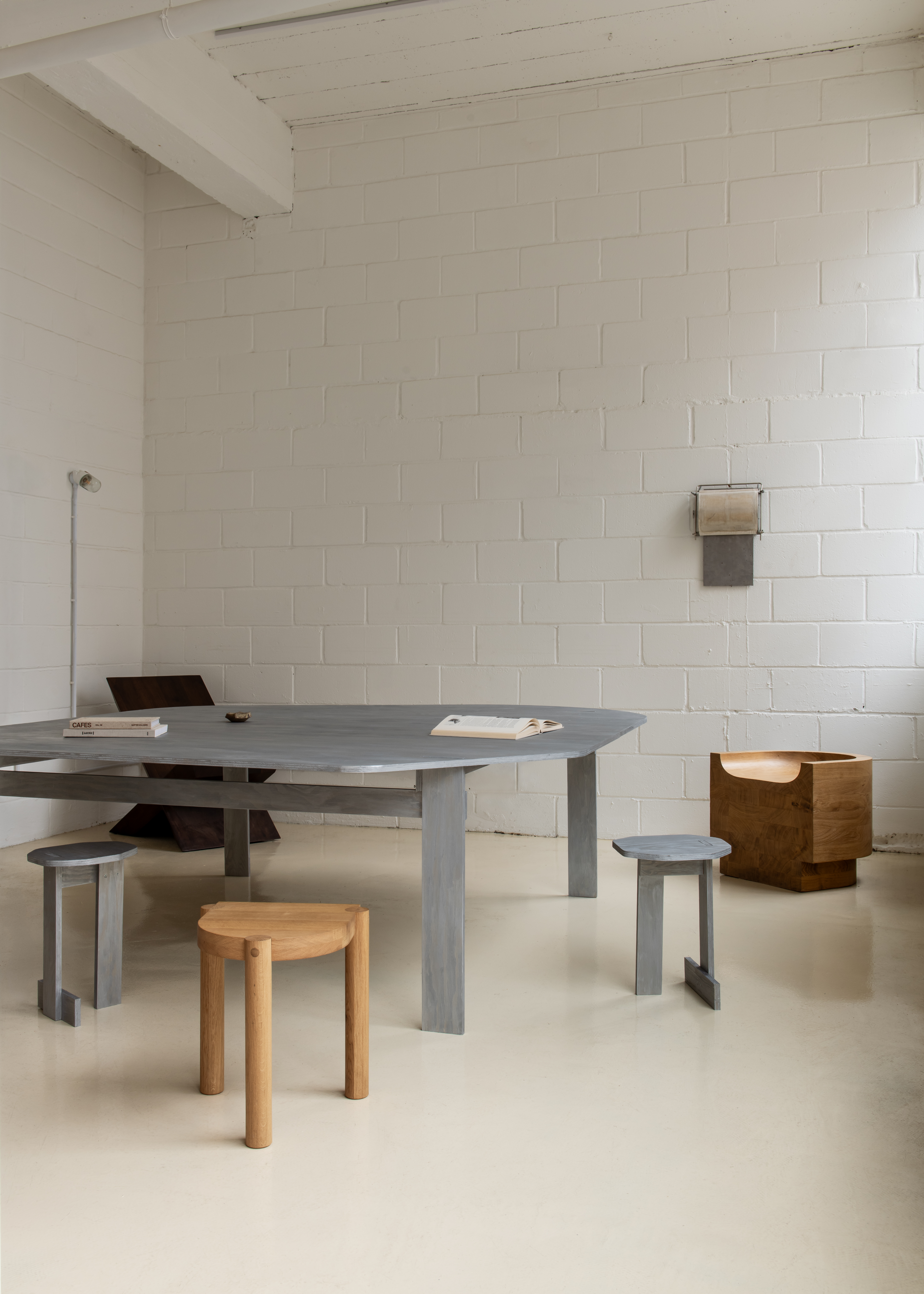 All Projects, a new minimalist new gallery by EBBA, in an old east london warehouse - brick outside and clean, textured surfaces inside