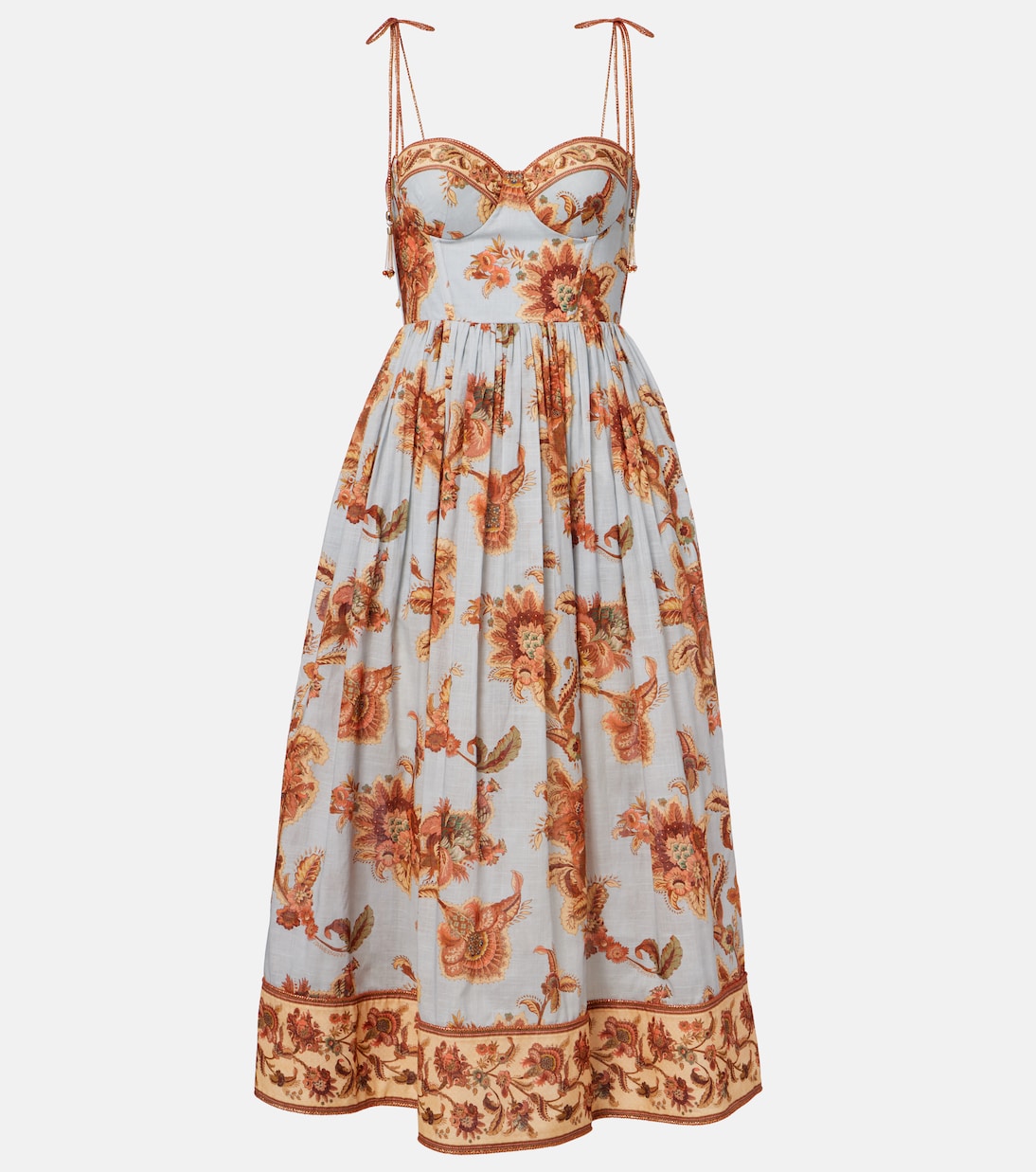 Aster Paisley Cotton Bustier Dress in Blue - Zimmermann