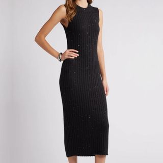 Black ribbed midi dress with sequin details from Nordstrom