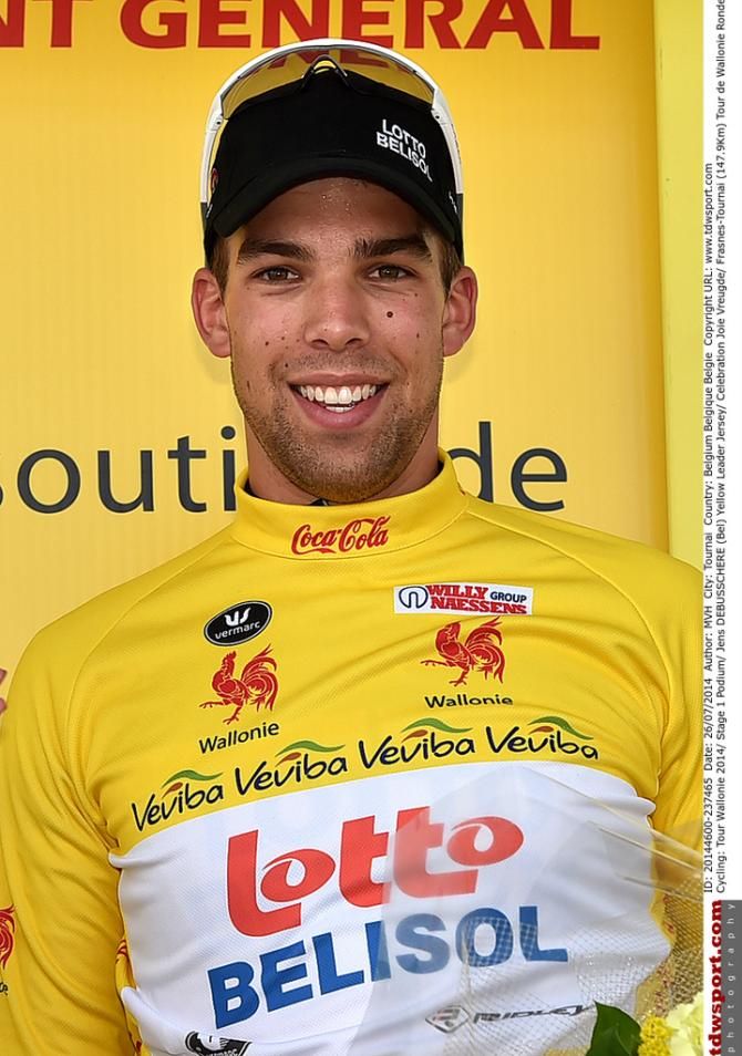 Jens Debusschere (Lotto Belisol) was all smiles in yellow