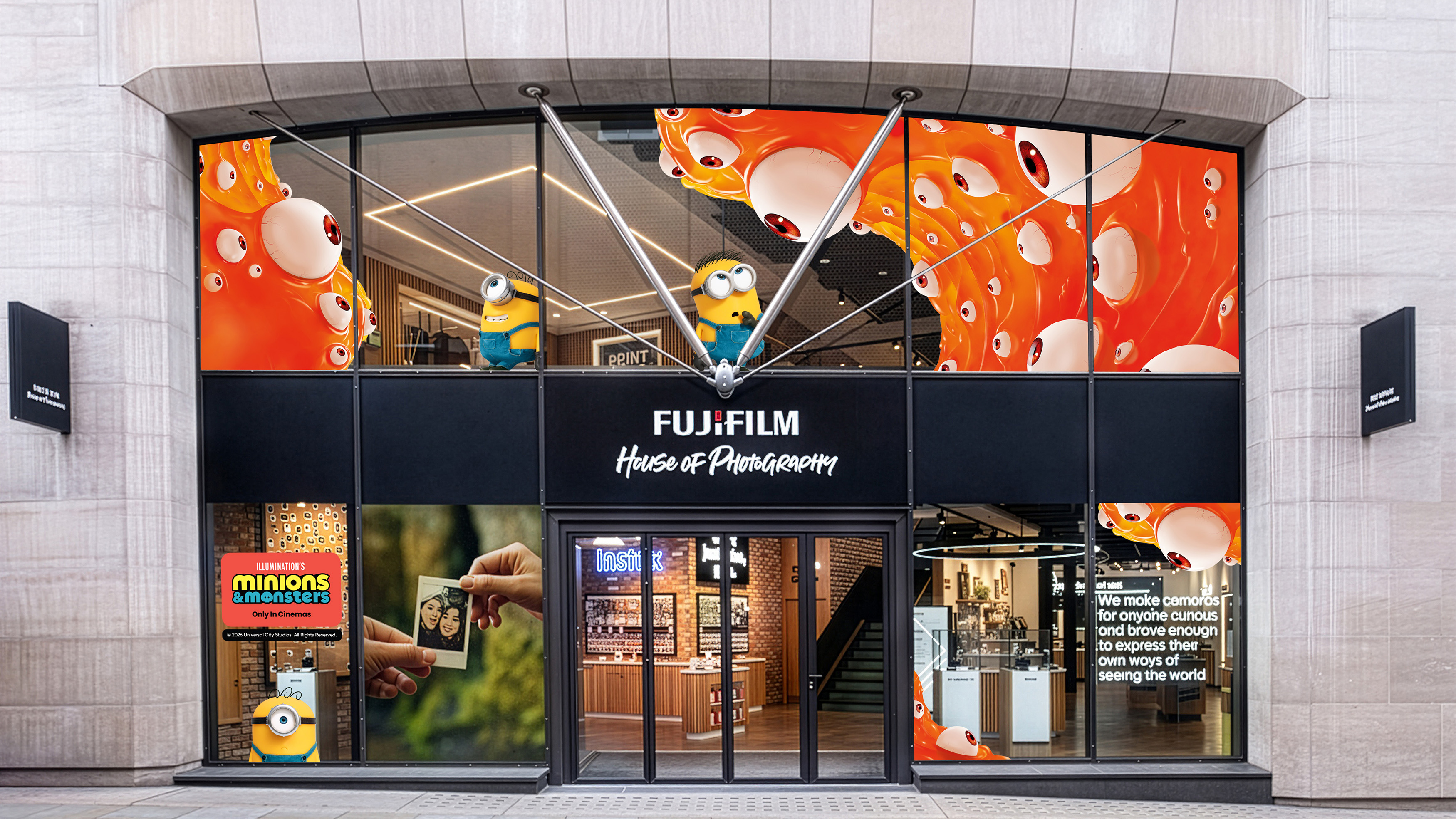 The Fujifilm House of Photography storefront decked out in Minions decorations