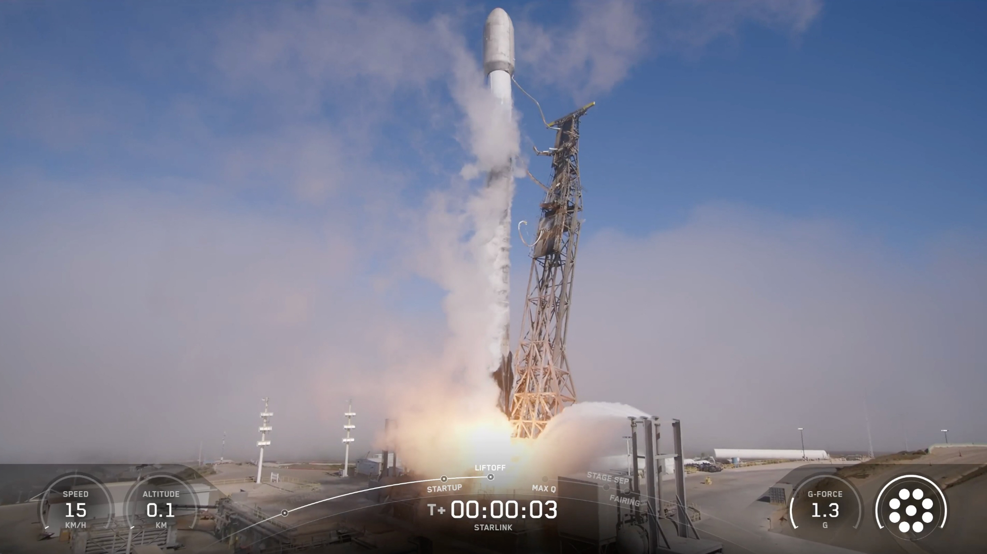 A SpaceX Falcon 9 rocket launches 24 Starlink satellites from Vandenberg Space Force Base in California on Aug. 22, 2025.