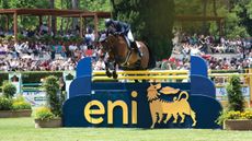 John Whitaker in action on Rome&rsquo;s grass ring &ndash; the Brit piloted Equine America Unick Du Francport to one of three Nations Cup double clears