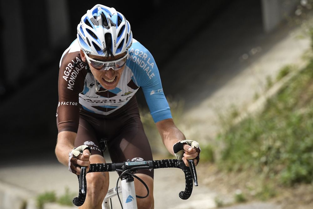 Romain Bardet on the attack near the end of stage 9 at the Tour de France