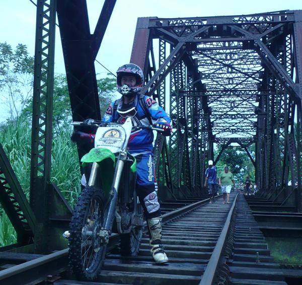 The lead moto driver Frederico Escalante said taking the moto along the tracks was a challenge.