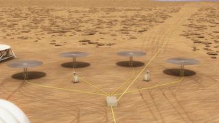 Artist's concept of Kilopower fission power system on the lunar surface