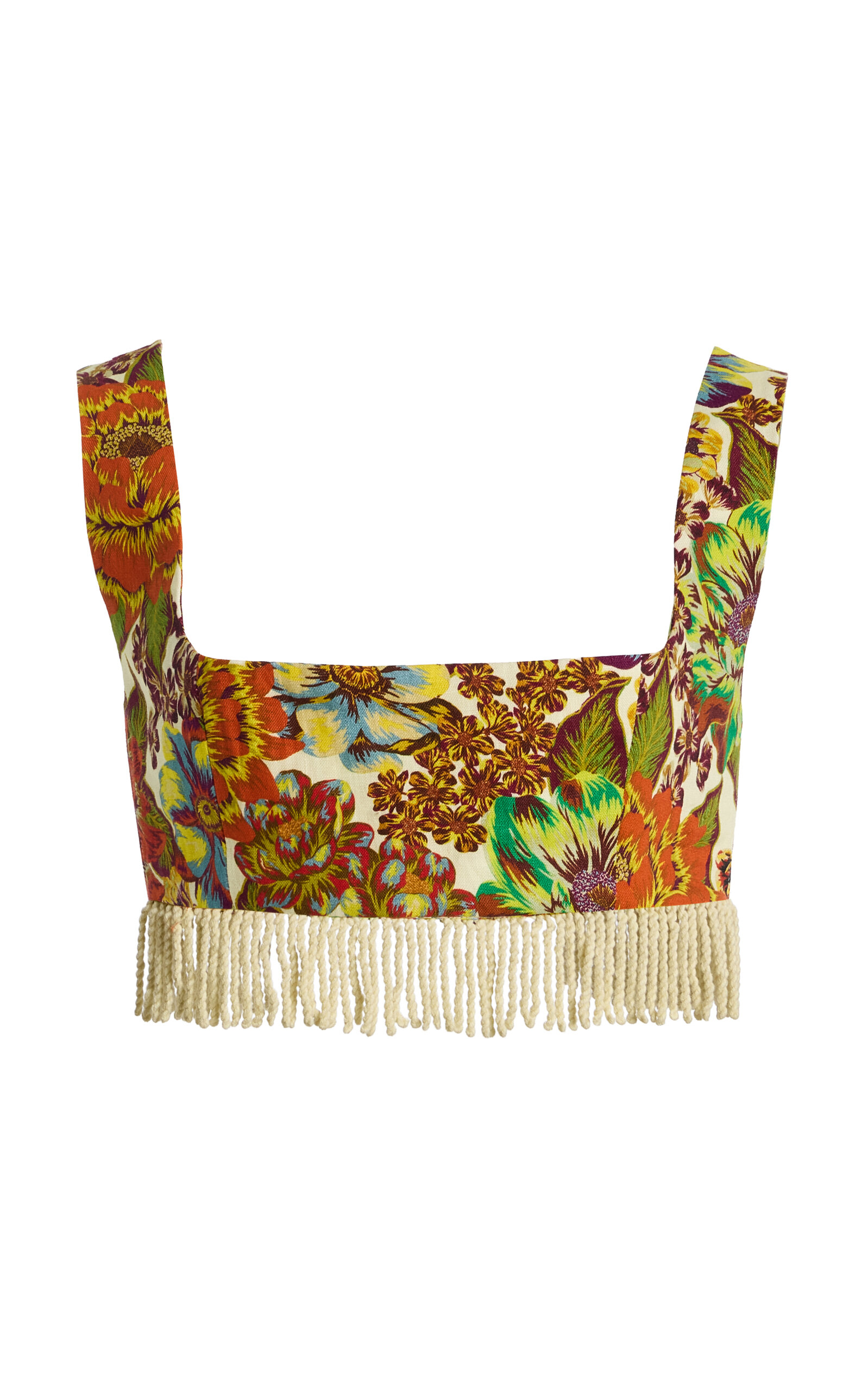 Lana Fringed Floral Linen Bralette