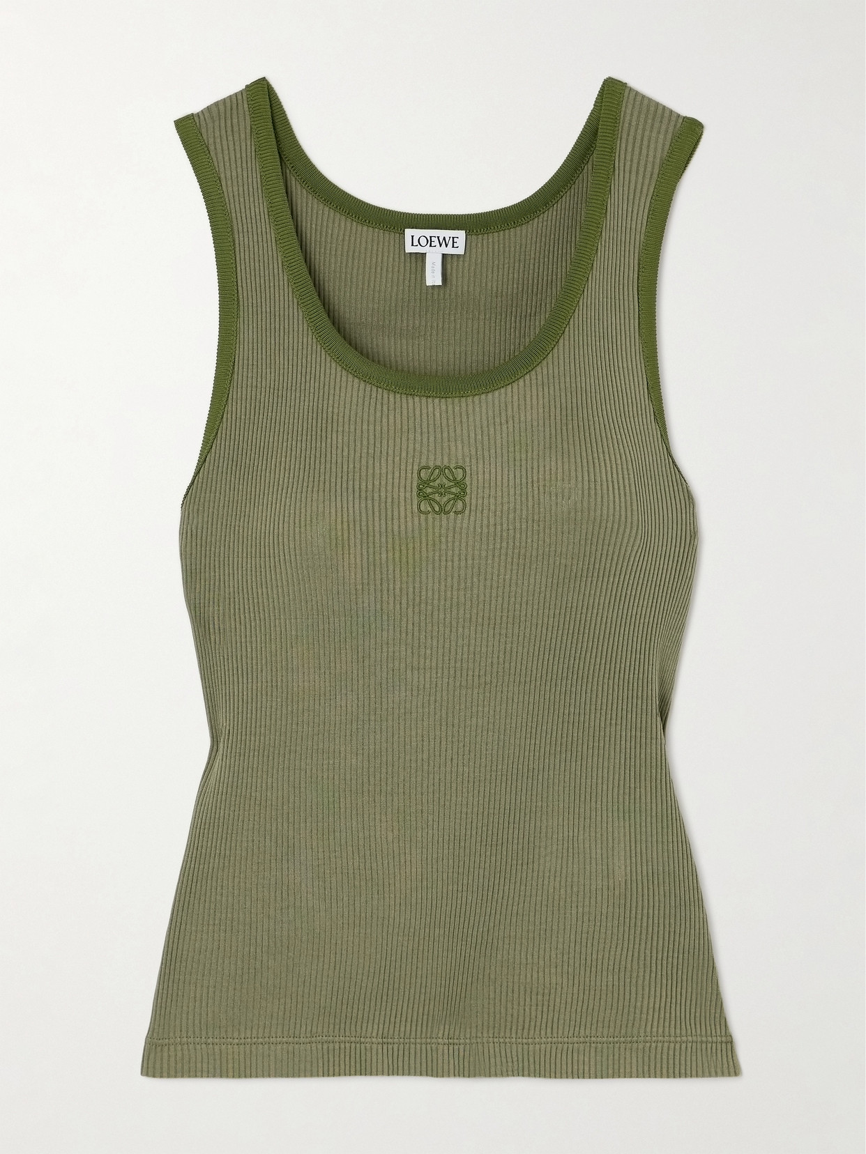 Embroidered Ribbed Silk Tank