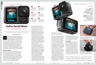 First two pages of the GoPro Hero13 action camera review in Digital Camera issue 288, December 2024