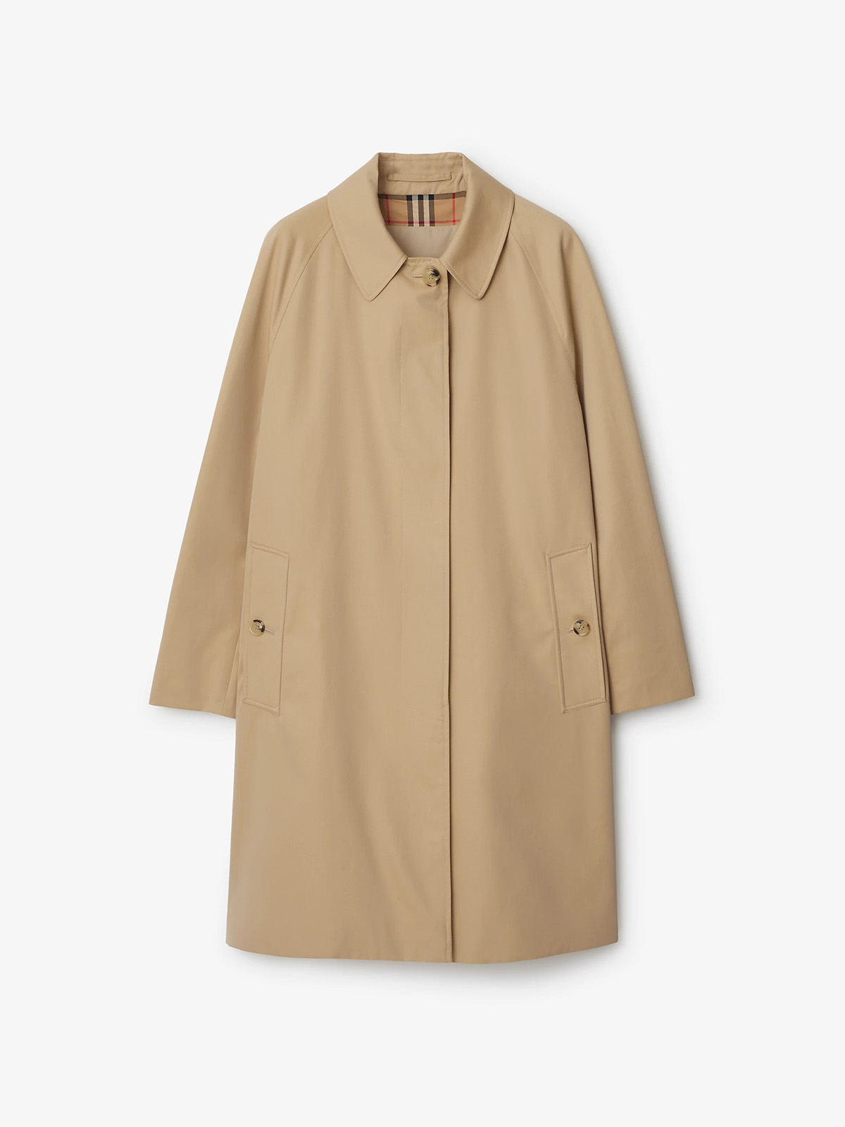 Mid-Length Camden Heritage Car Coat in Honey Beige - Women, Cotton Gabardine | Burberry&amp;reg; Official