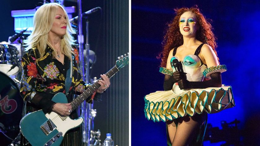 Left-Nancy Wilson of Heart performs onstage during the 2019 iHeartRadio Music Festival at T-Mobile Arena on September 20, 2019 in Las Vegas, Nevada; Right-Chappell Roan performs onstage during Sziget Festival on August 11, 2025 in Budapest, Hungary