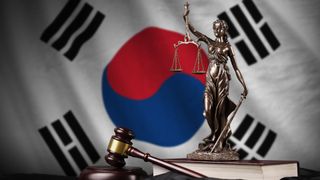 South Korea flag with symbols of justice