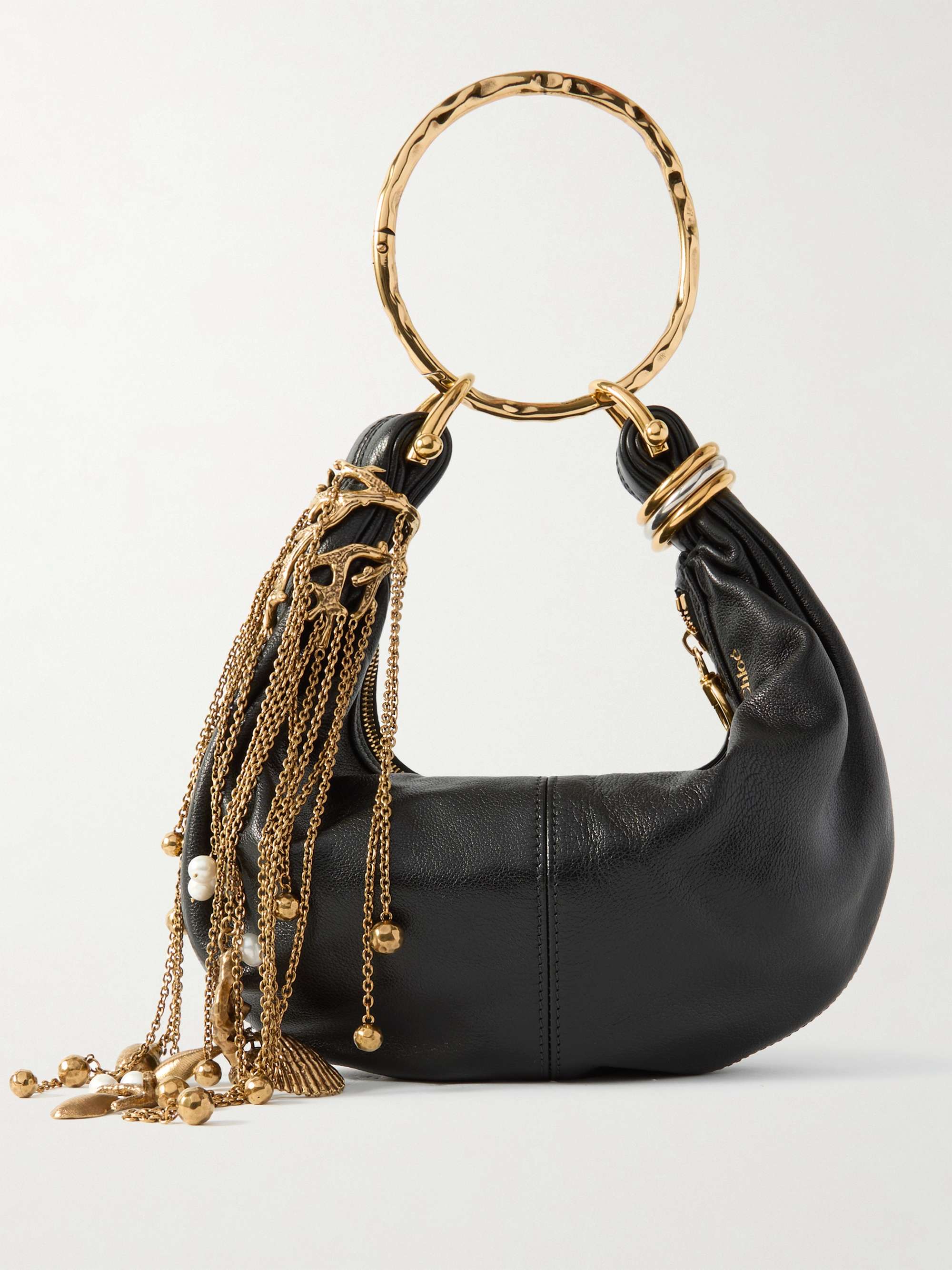 Bracelet Embellished Textured-Leather Tote