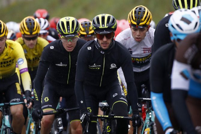 Adam Yates (Mitchelton-Scott) stays wrapped up against the cold on stage 2 of the 2019 Criterium du Dauphine