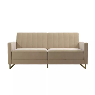 beige velvet futon