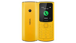 Product shot of a yellow Nokia 110, one of the best burner phones
