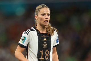 Melanie Leupolz of Germany looks on during the FIFA Women's World Cup Australia & New Zealand 2023 Group H match between Germany and Morocco at Melbourne Rectangular Stadium on July 24, 2023 in Melbourne / Naarm, Australia.