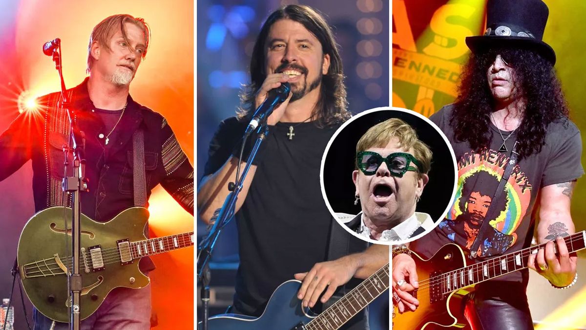 Josh Homme, Dave Grohl, Slash and Elton John