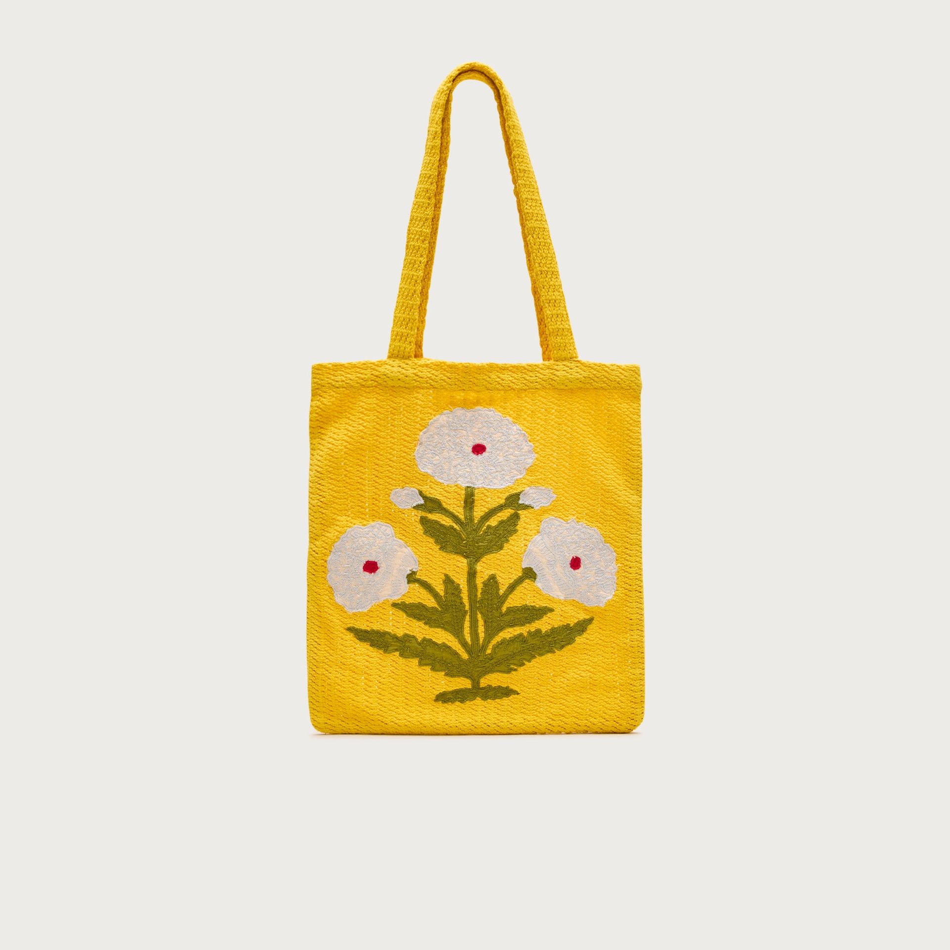 Embroidered Flower Tote Bag