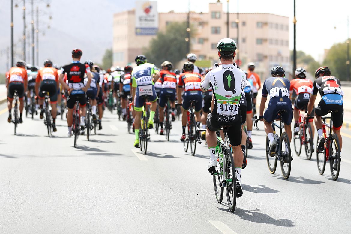 Mark Cavendish (Dimension Data) in the opening kilometres of stage 1 of the Tour of Oman.