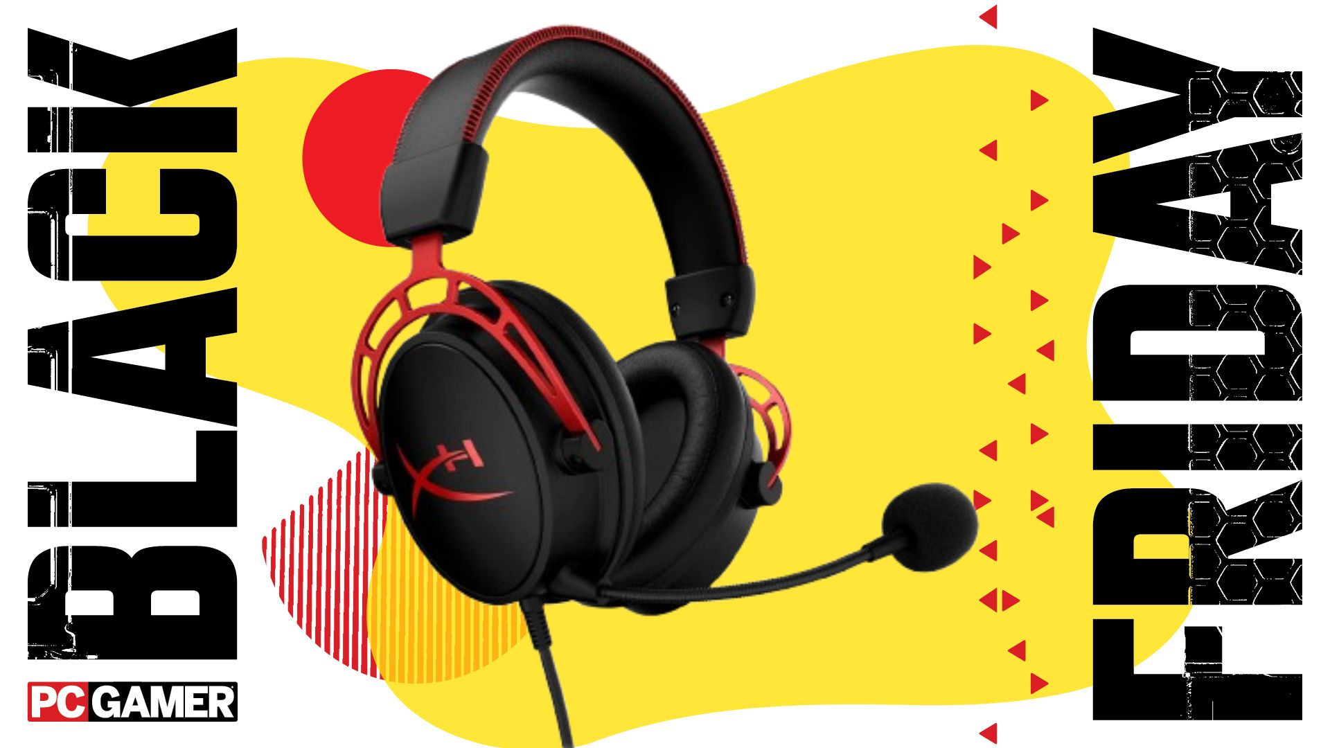 HyperX Cloud Alpha on a yellow Black Friday background