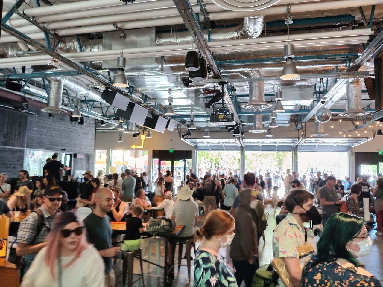 People crowded in a building