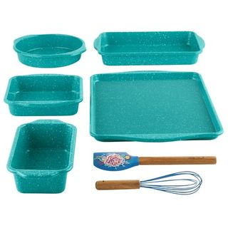 The Pioneer Woman 7-Piece Nonstick Aluminum Bakeware Set, Teal Speckle