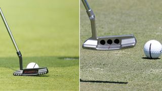 A close up of Hideki Matsuyama's putters