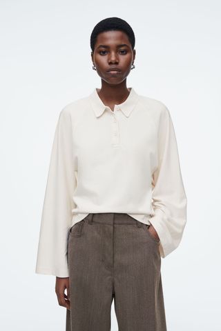 Boxy Long-Sleeved Polo Shirt