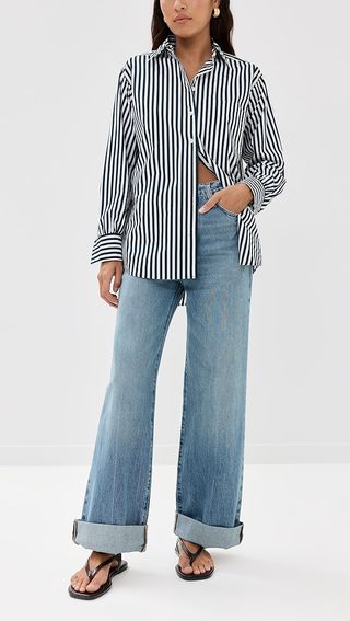 Frame Le Jane Wide Leg Cuffed Jeans