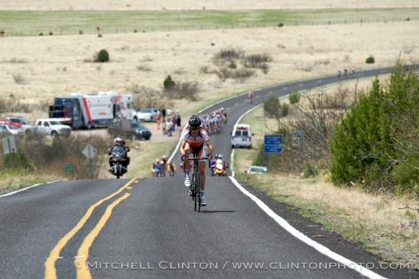 Carson Miller makes on last atempt off the front as the break is about to be caught.