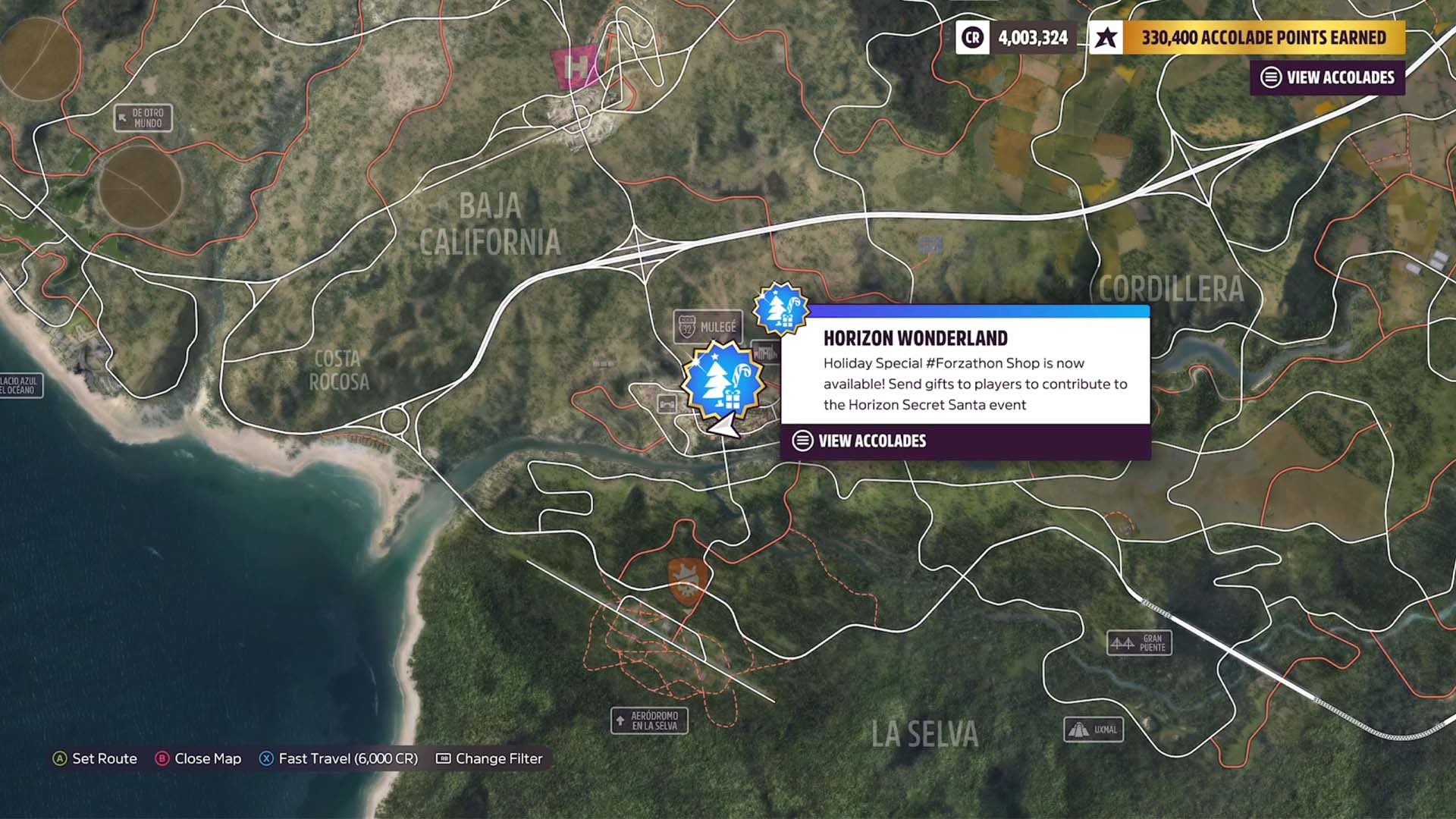 Forza Horizon 5 2021 holiday accolades mulege wonderland map