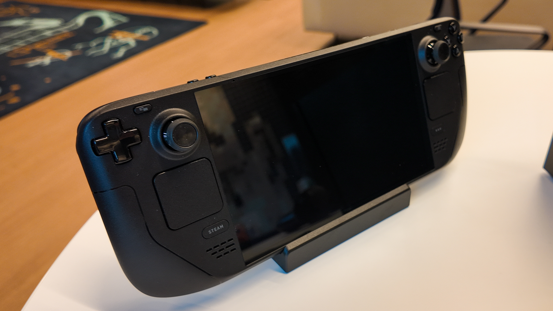 The Steam Deck alongside Valve's three new products: the Steam Machine, Steam Frame, and Steam Controller.