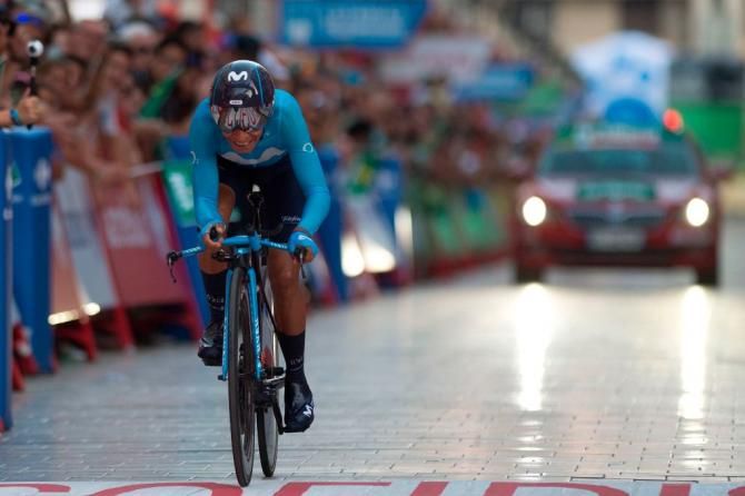 Nairo Quintana (Movistar) in the opening time trial in Malaga.