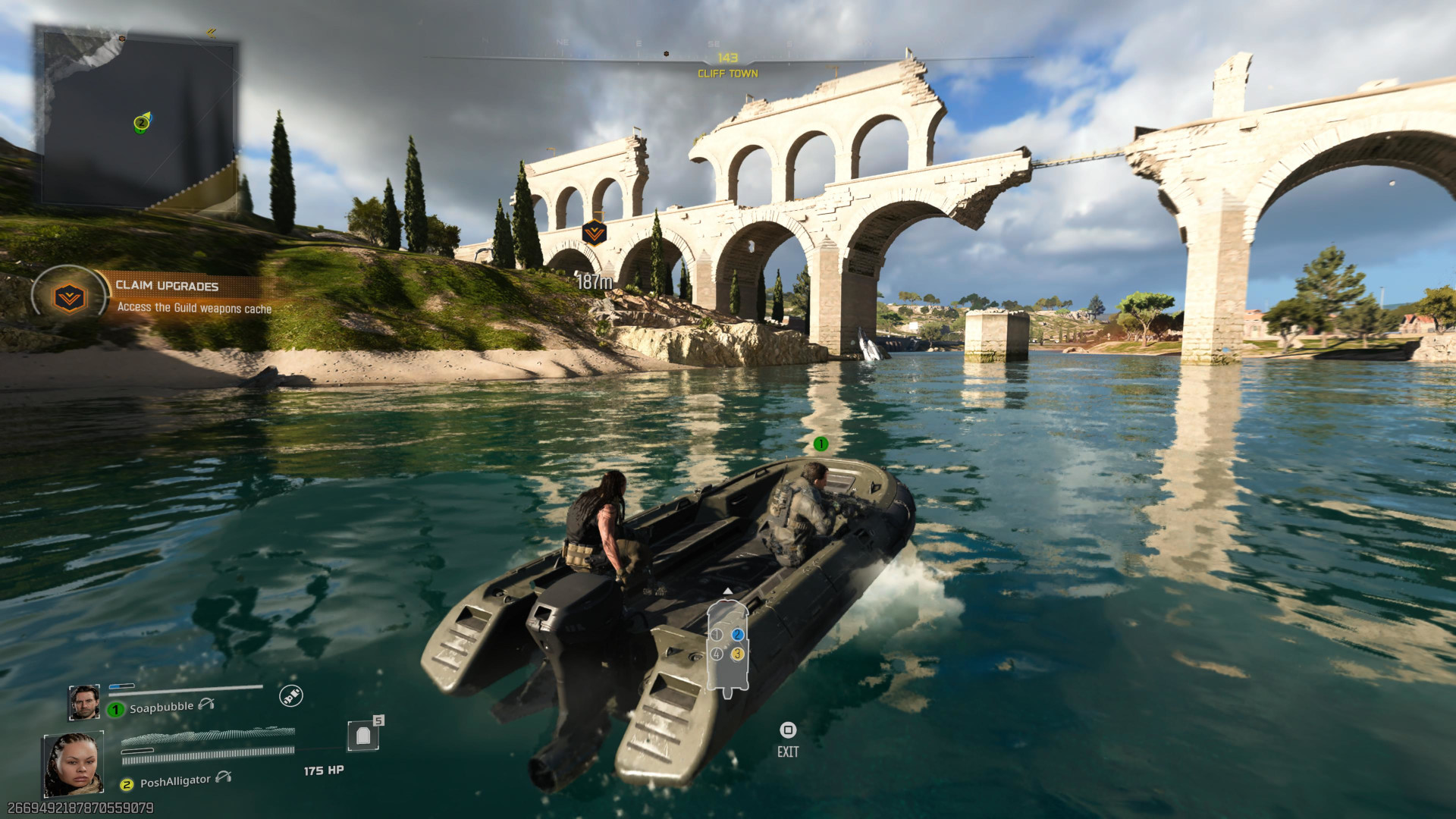 Driving a boat along an Avalon river in Call of Duty Black Ops 7&#039;s campaign