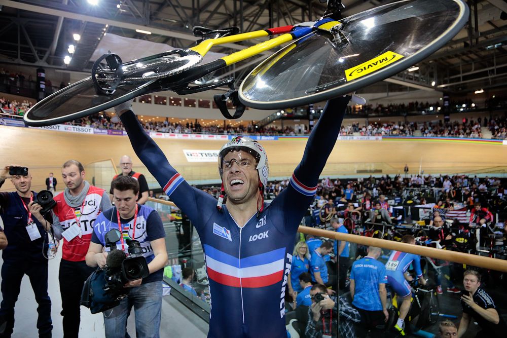 A very happy Francois Pervis celebrates his second gold medal.