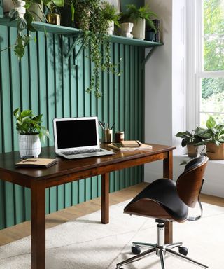 green home office with plants